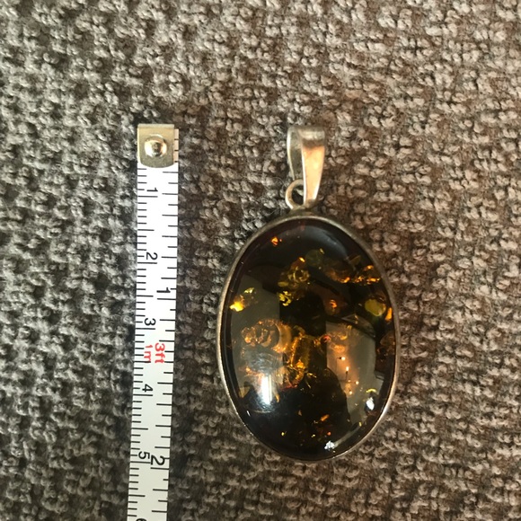 Vintage sterling silver and amber pendant - Picture 3 of 4